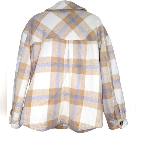NWOT GARAGE Lavender & Tan Plaid Shacket, Size M - Picture 4 of 8
